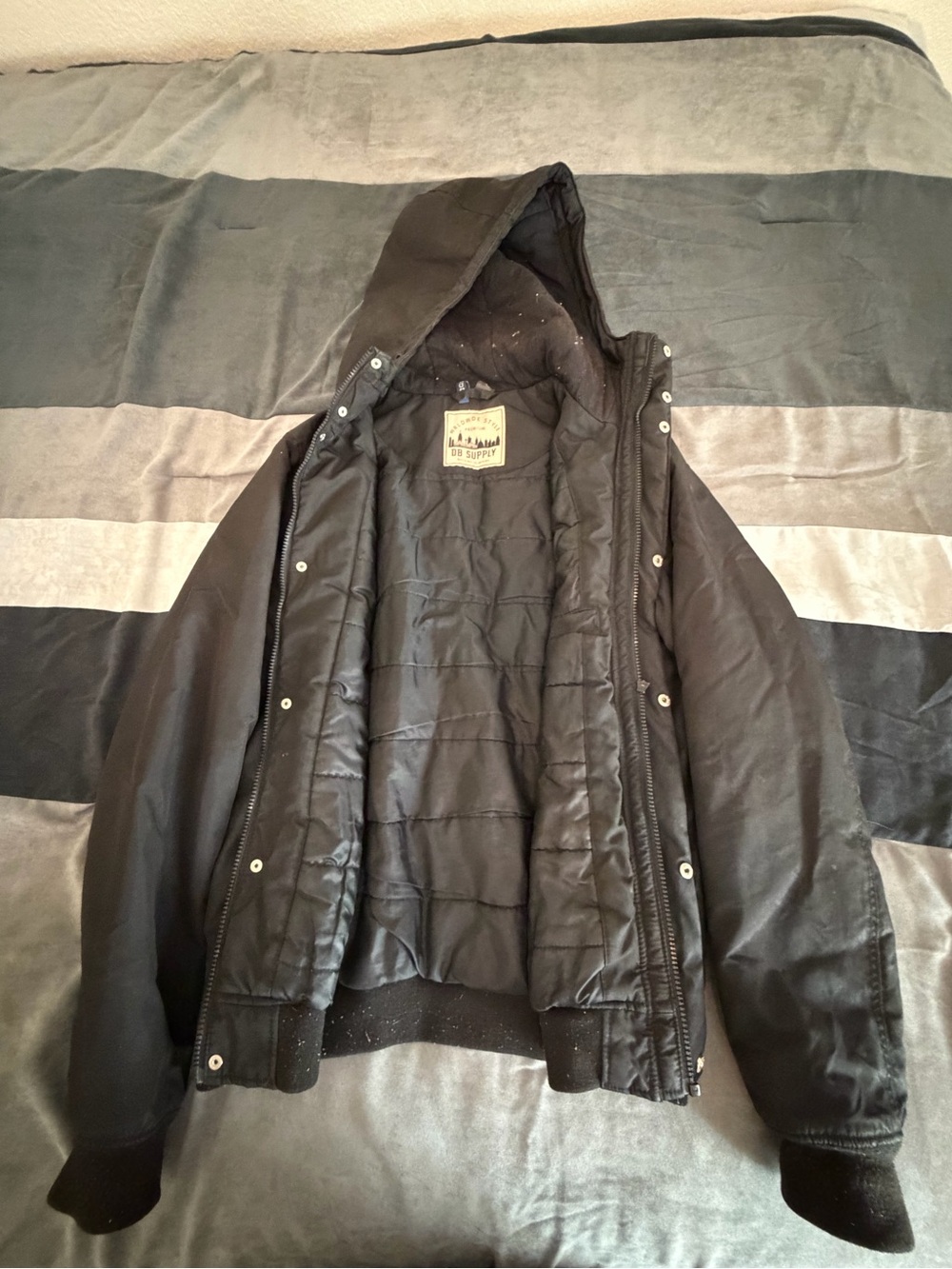 Men's Black Hooded Puffer Jacket - Quilted Insulated Coat